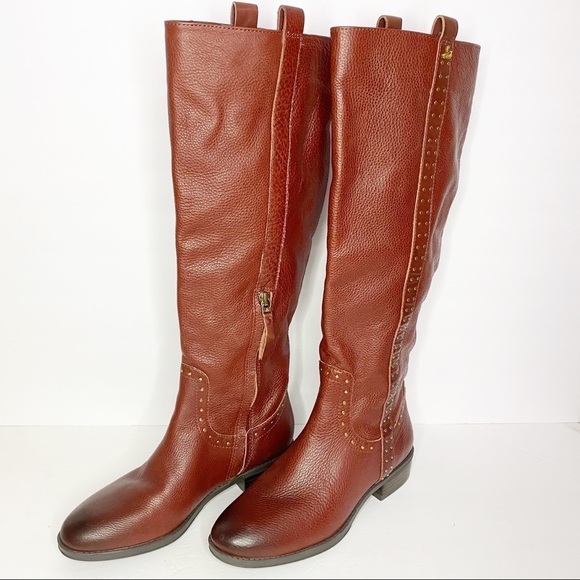 Sam Edelman Prina Leather Studded Edwood Colorway Pull On Riding Boots - Picture 5 of 14